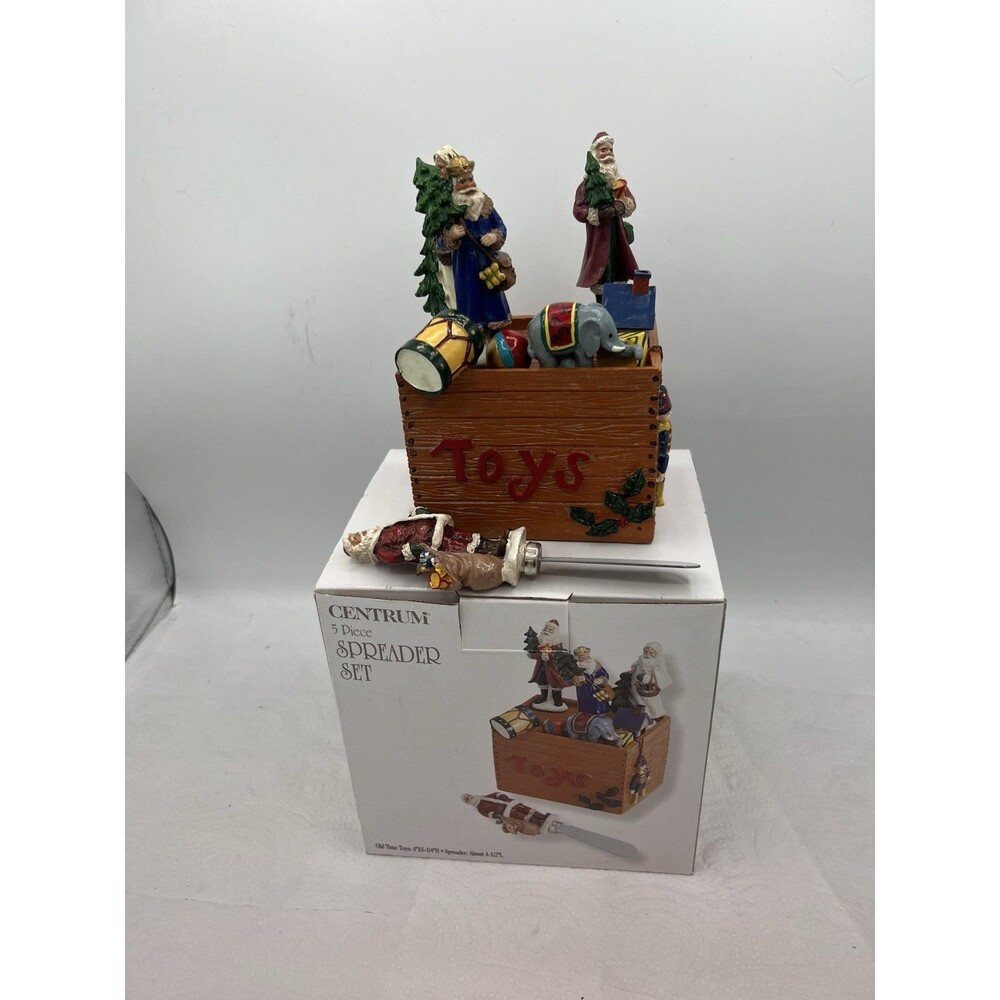 Centrum Christmas 5 Pc Santa Spreader Set Toy Box Holder Holiday Serving Decor